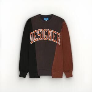 Revolve MARKET Designer Collegiate 3-Panel Embroidered Crewneck Long Pullover SM